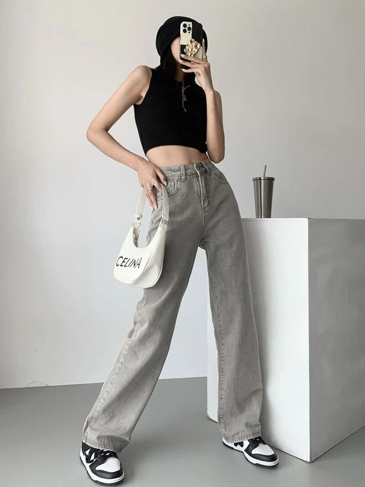 Litlookz Studio Y2K Straight Leg Gray Jeans