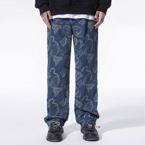 Litlookz Studio Y2K Straight Leg Printed Jeans