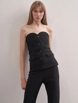 Litlookz Studio Y2K Strapless Button Up Top, view 2