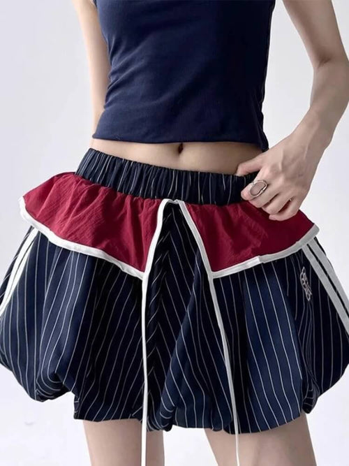 Litlookz Studio Y2K Striped Balloon Mini Skirt
