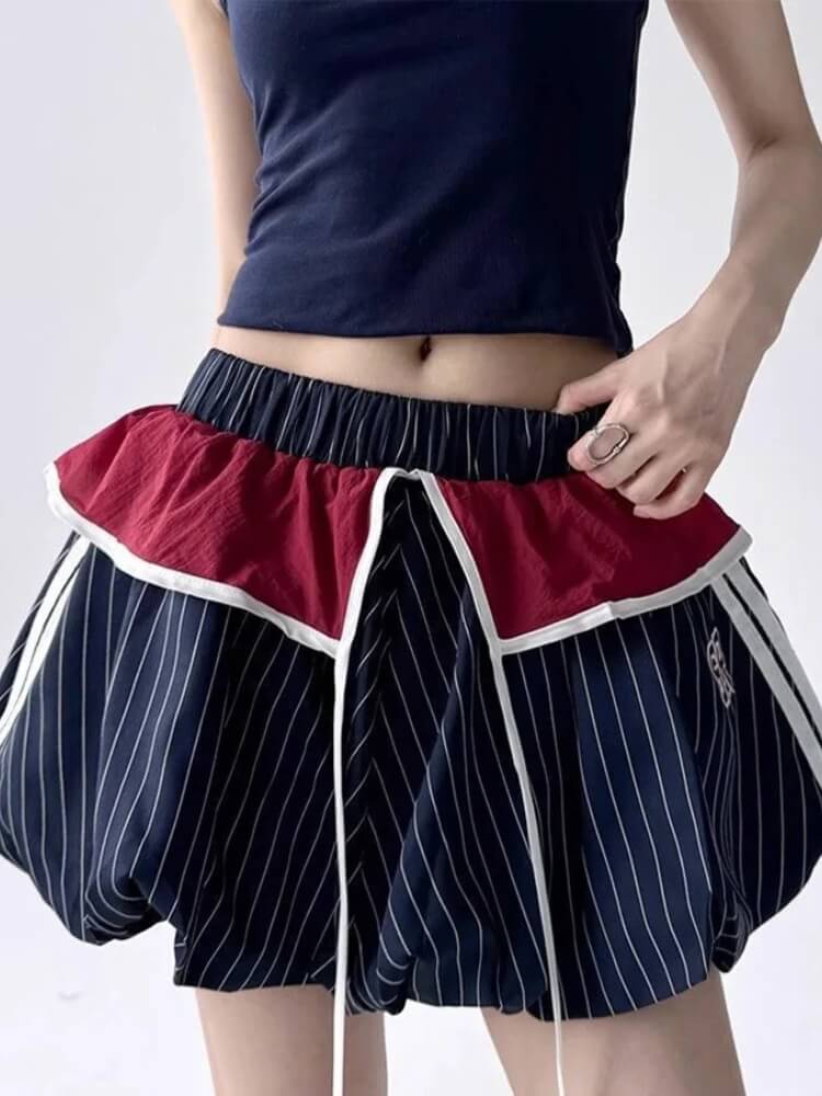 Litlookz Studio Y2K Striped Balloon Mini Skirt
