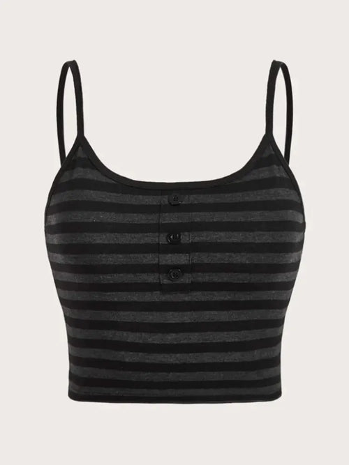Litlookz Studio Y2K Striped Button Crop Top