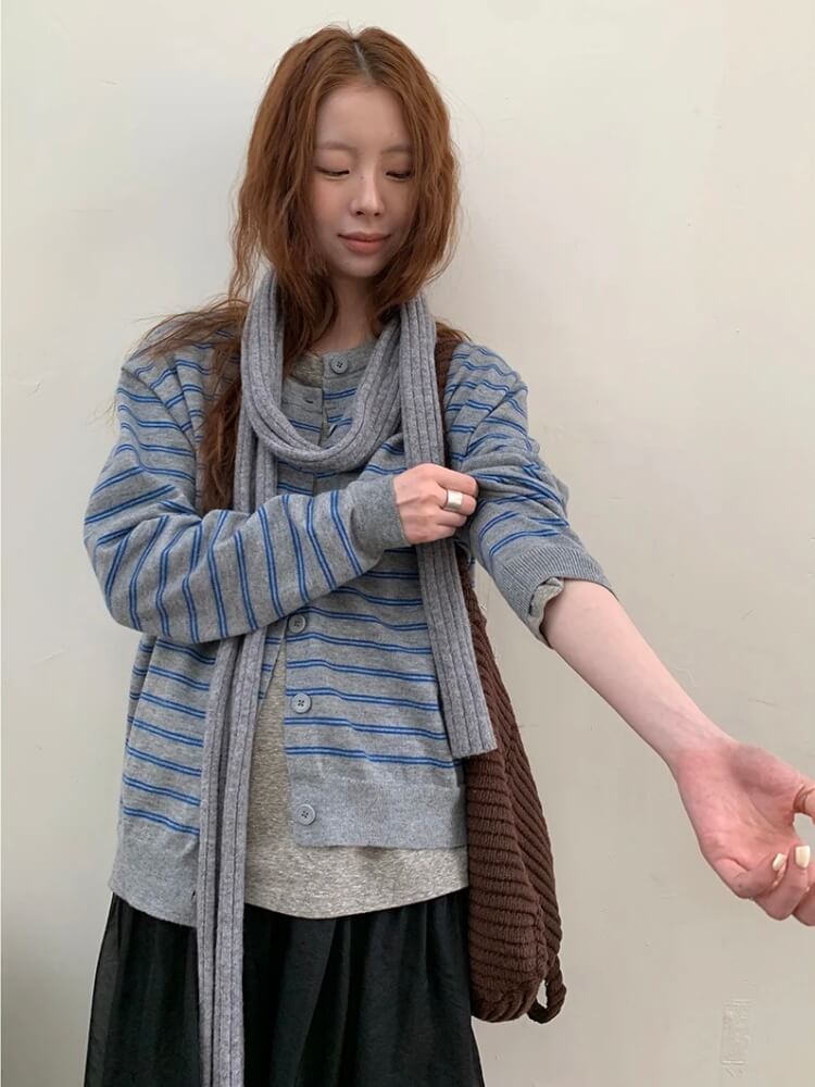 Litlookz Studio Y2K Striped Cardigan