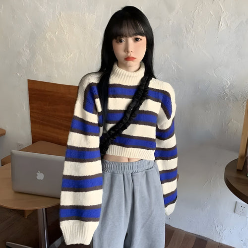 Litlookz Studio Y2K Striped Crop Sweater