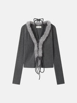 Litlookz Studio Y2K Striped Faux Fur Cardigan, view 6