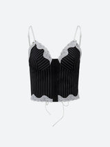 Litlookz Studio Y2K Striped Lace Trim Corset Top, view 2
