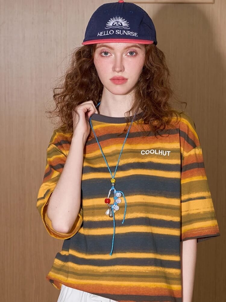 Litlookz Studio Y2K Striped Oversized Tee