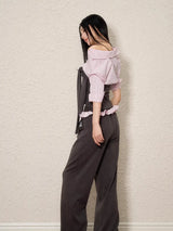 Litlookz Studio Y2K Striped Shirt Tie Top, view 2