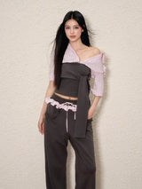 Litlookz Studio Y2K Striped Shirt Tie Top, view 4