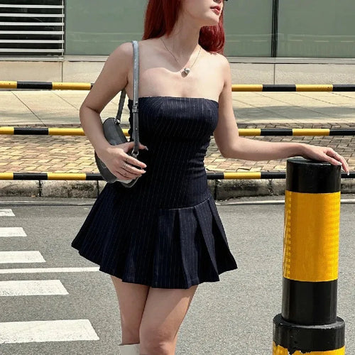 Litlookz Studio Y2K Striped Strapless Mini Dress