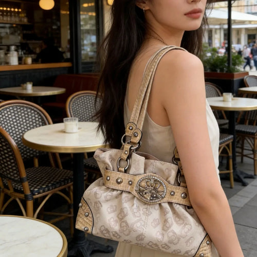 Litlookz Studio Y2K Studded Buckle Shoulder Bag