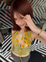 Litlookz Studio Y2K Sunflower Halter Top, view 2