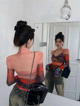 Litlookz Studio Y2K Sunset Mesh Top, view 2