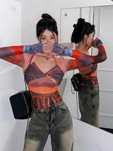 Litlookz Studio Y2K Sunset Mesh Top, view 3