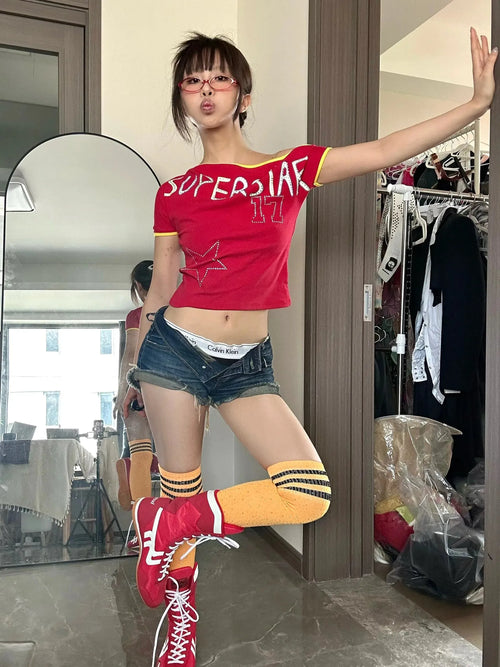 Litlookz Studio Y2K Superstar One Shoulder Tee