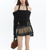 Litlookz Studio Y2K Tie At Side Distressed Mini Skirt, view 6
