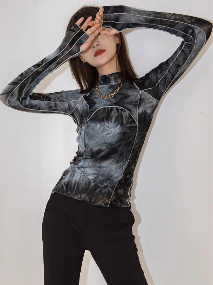 Litlookz Studio Y2K Tie Dye High Neck Top