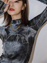Litlookz Studio Y2K Tie Dye High Neck Top, view 3