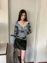 Litlookz Studio Y2K Tie Dye Sheer Top, view 2