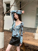Litlookz Studio Y2K Tie Dye Sheer Top, view 4