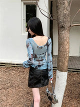 Litlookz Studio Y2K Tie Dye Sheer Top, view 5