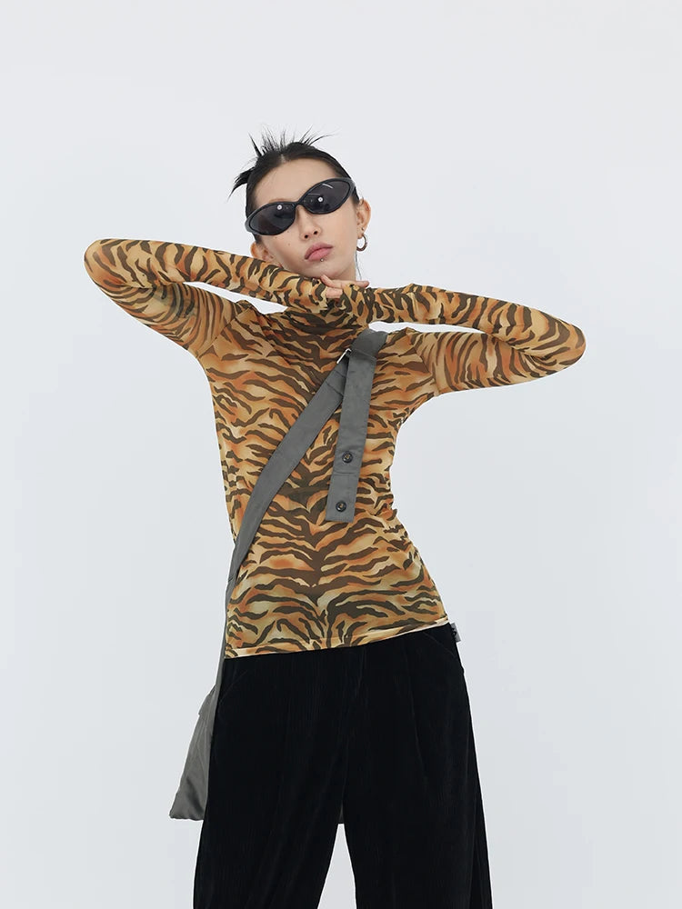 Litlookz Studio Y2K Tiger Mesh Top