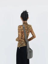 Litlookz Studio Y2K Tiger Mesh Top, view 2