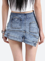 Litlookz Studio Y2K Upside Down Denim Mini Shorts, view 2