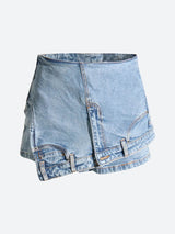 Litlookz Studio Y2K Upside Down Denim Mini Shorts, view 3