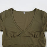 Litlookz Studio Y2K V Neck Cross Wrap Top, view 3