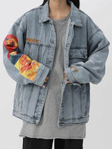 Litlookz Studio Y2K Vincent Van Gogh Denim Jacket, view 2