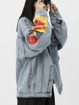Litlookz Studio Y2K Vincent Van Gogh Denim Jacket, view 3