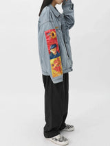 Litlookz Studio Y2K Vincent Van Gogh Denim Jacket, view 6