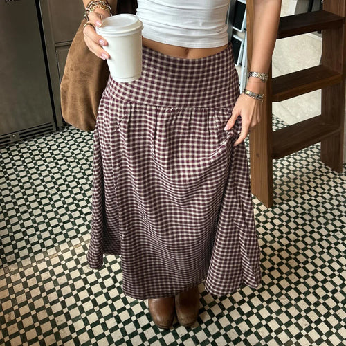 Litlookz Studio Y2K Vintage Gingham Maxi Skirt