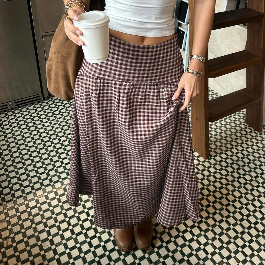Litlookz Studio Y2K Vintage Gingham Maxi Skirt
