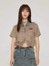 Litlookz Studio Y2K Vintage Plaid Crop Shirt, view 2