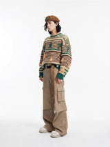 Litlookz Studio Y2K Vintage Stars Striped Knitted Sweater, view 3