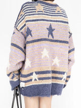 Litlookz Studio Y2K Vintage Stars Striped Knitted Sweater, view 5