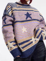 Litlookz Studio Y2K Vintage Stars Striped Knitted Sweater, view 6