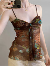 Litlookz Studio Y2K Vintage Tie Mesh Top, view 2