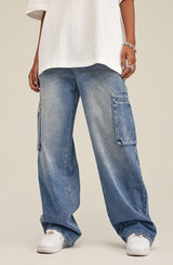Litlookz Studio Y2K Washed Baggy Cargo Jeans, view 2