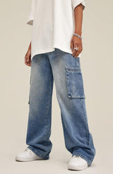 Litlookz Studio Y2K Washed Baggy Cargo Jeans, view 4