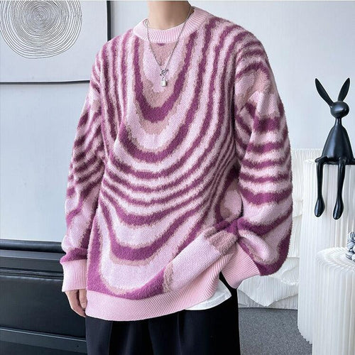 Litlookz Studio Y2K Wavy Striped Knitted Sweater