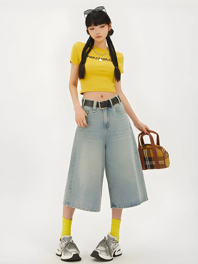 Litlookz Studio Y2K Wide Leg Denim Shorts