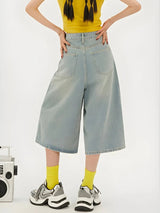 Litlookz Studio Y2K Wide Leg Denim Shorts, view 2
