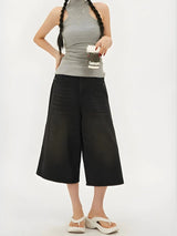 Litlookz Studio Y2K Wide Leg Denim Shorts, view 4
