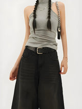 Litlookz Studio Y2K Wide Leg Denim Shorts, view 5