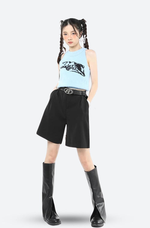 Litlookz Studio Y2K Wide Leg Pleated Shorts