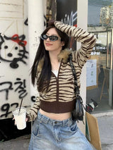 Litlookz Studio Y2K Zebra Hooded Cardigan, view 2