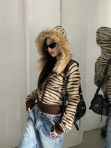 Litlookz Studio Y2K Zebra Hooded Cardigan, view 3
